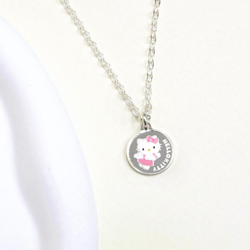 925 Silver Hello Kitty Round Angel Children's Lost and Found Necklace