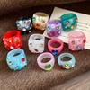 Bonbonfarbener Geometrischer Ring Koreanischer Stil Großer Schlichter Kuppelring Harz Strassring Schmuck Geschenke