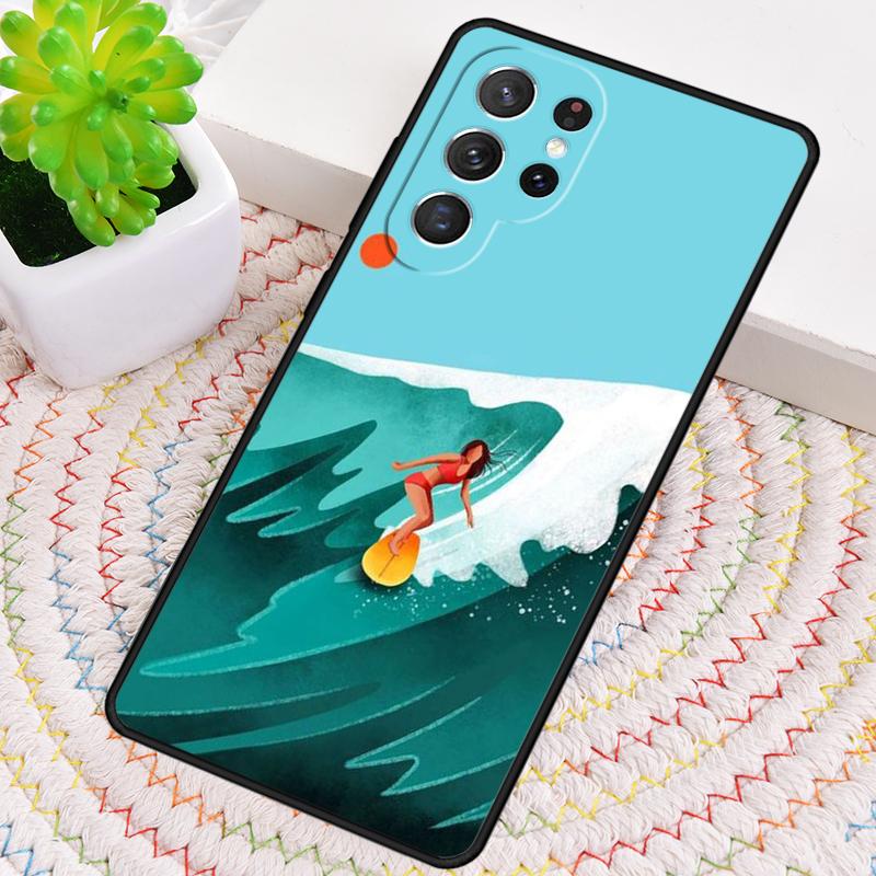 Surfing Sea Beach Surfboard Wave TPU Phone Case For Samsung Galaxy note 10 pro S26 S25 S24 S23 S22 Ultra Plus S21 FE S20 Cover