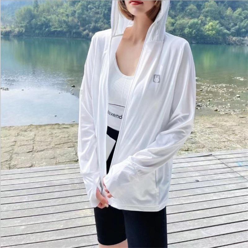New aibitoo bunny second-generation sunscreen clothing women's UV-proof ice silk zipper hooded long-sleeved sunscreen clothing