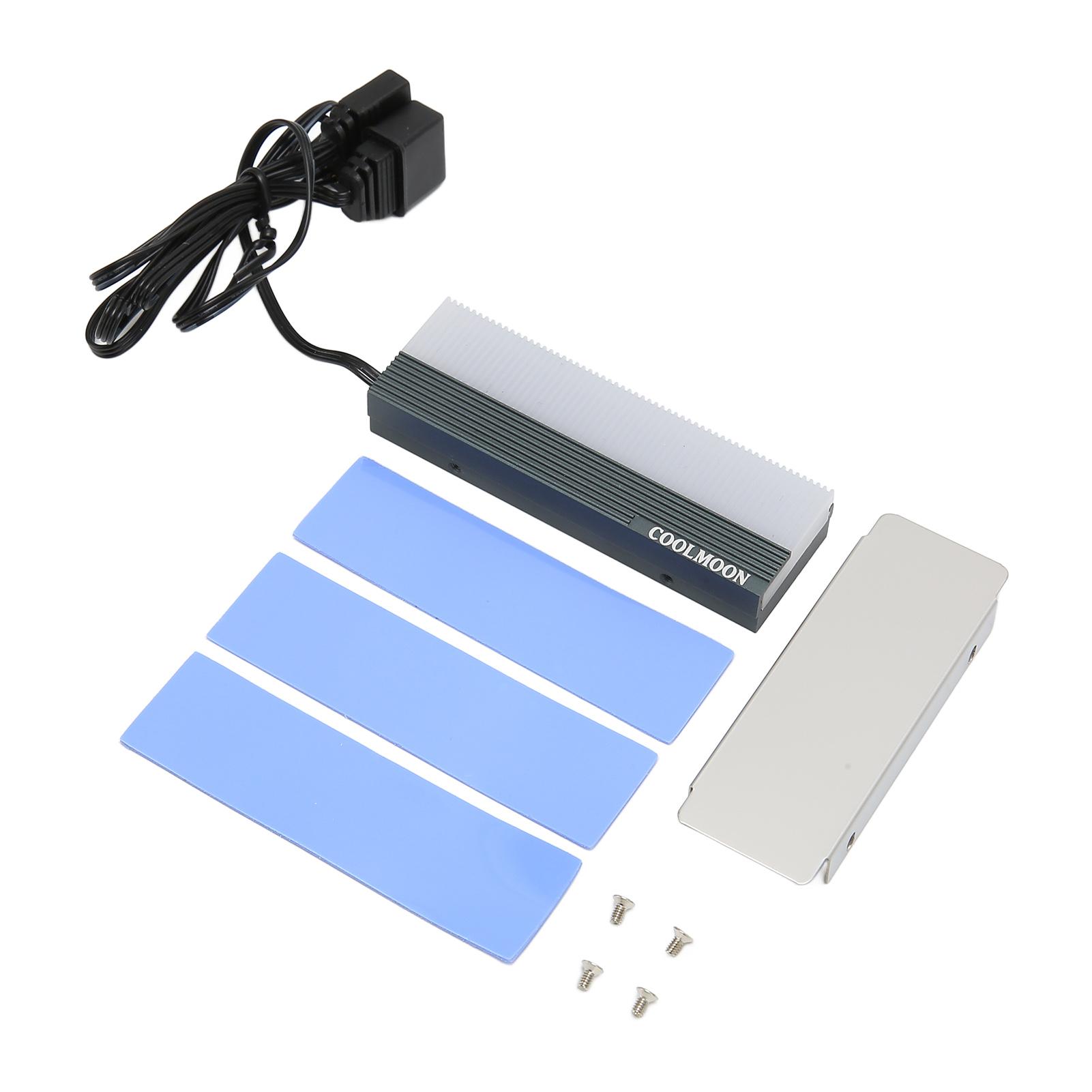 

Радиатор для жесткого диска Двойной интерфейс Охлаждение 5 В 3-контактный Радиатор-кулер для 2280 M.2 SSD с