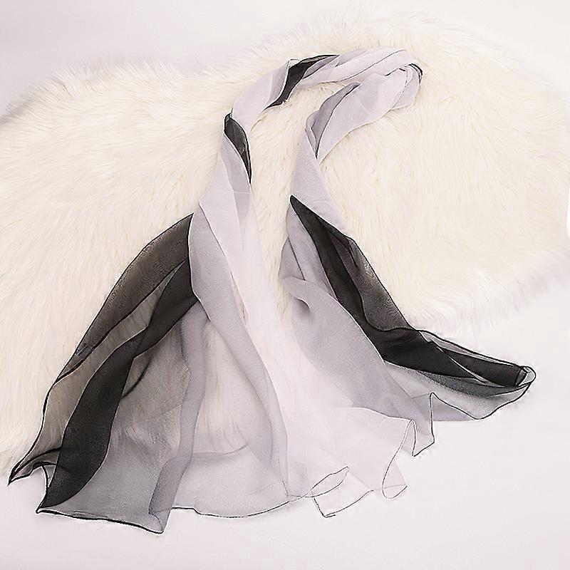 Dww Women's Soft Gradient Scarf 175 * 75cm - (Black) - Lightweight women's scarf, soft and light shawl, elegant fashion scarf, gift