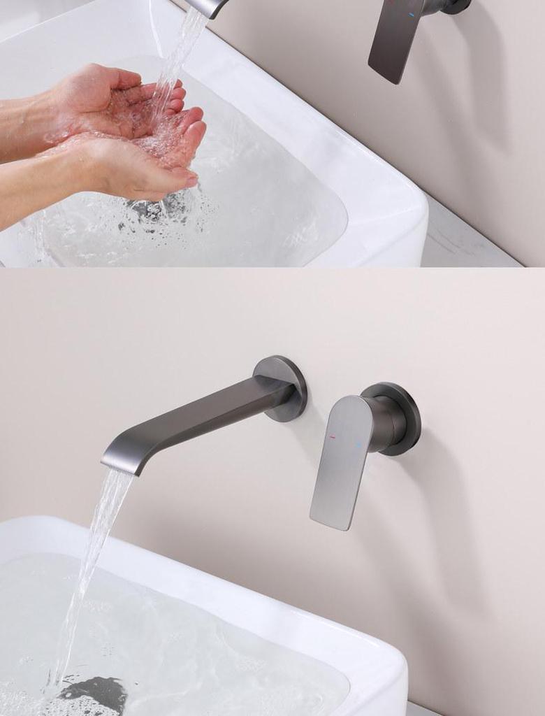 All-Copper Concealed Wall-Mounted Basin Faucet for Hot and Cold Water