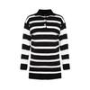 Black And White Polo Neck Striped Knitwear Sweater Tctaw24ak00045