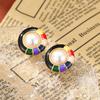 Women's Light Luxury Design Elegant Enamel Imitation Pearl Earrings Fashionable And Versatile Niche Design Earrings