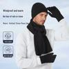 Winter Warm Woolen Hat, Scarf, and Gloves Set with Double-Layer Fleece Lining