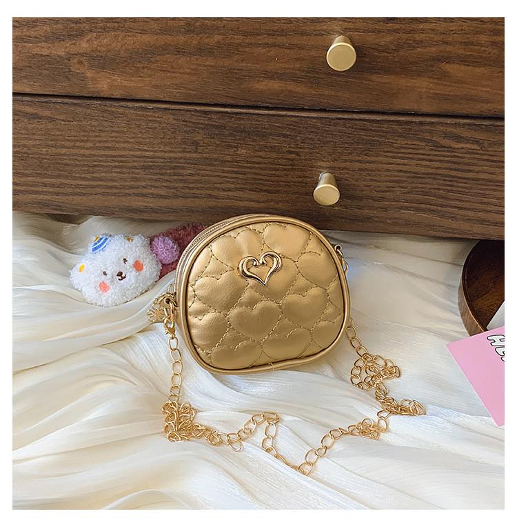 Heart Pattern Trendy Chain Kids Shoulder Bag Girl Crossbody Bag Outings Casual