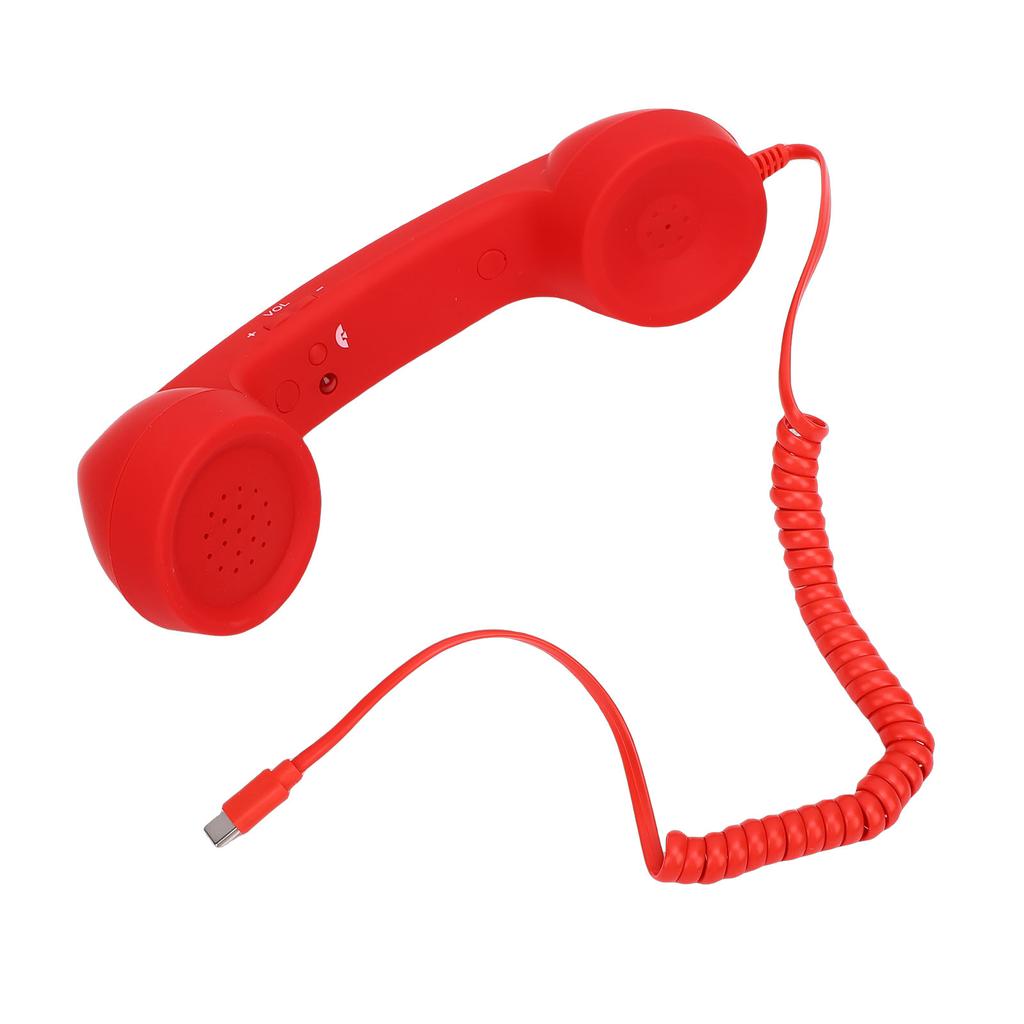 Retro Phone Handset Type C Wired Telephone Handset Handheld Receiver with Mic and Speaker for Conference Call