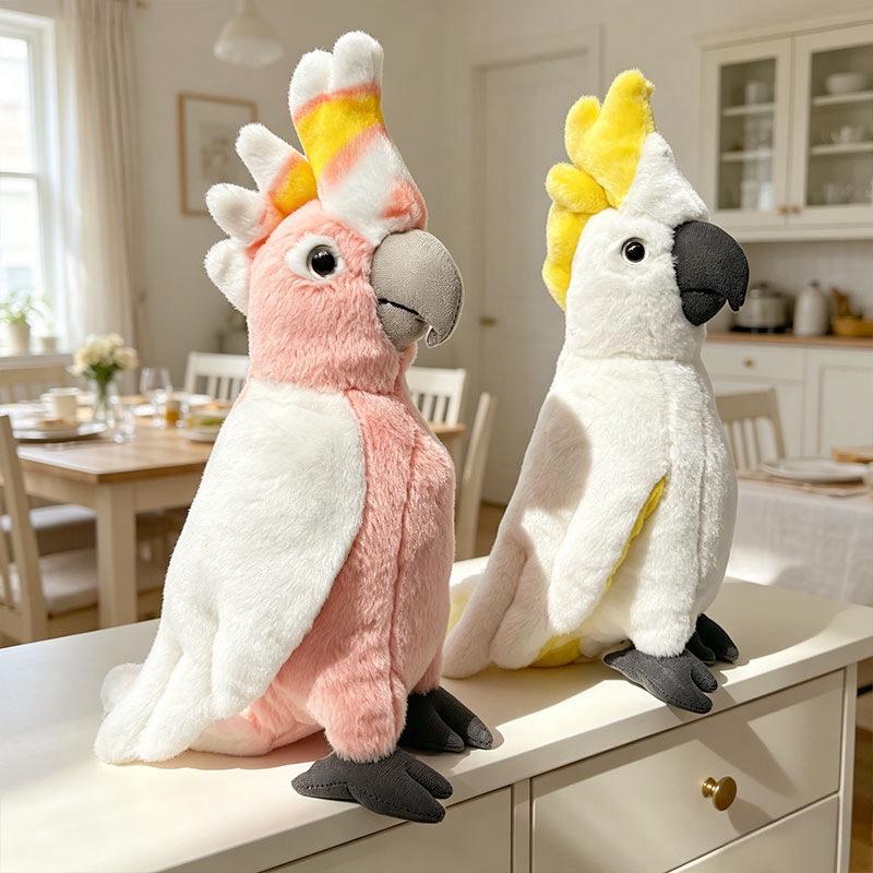 Pink Macaw Parrot Plush Toy - Realistic Small Bird Doll for Children