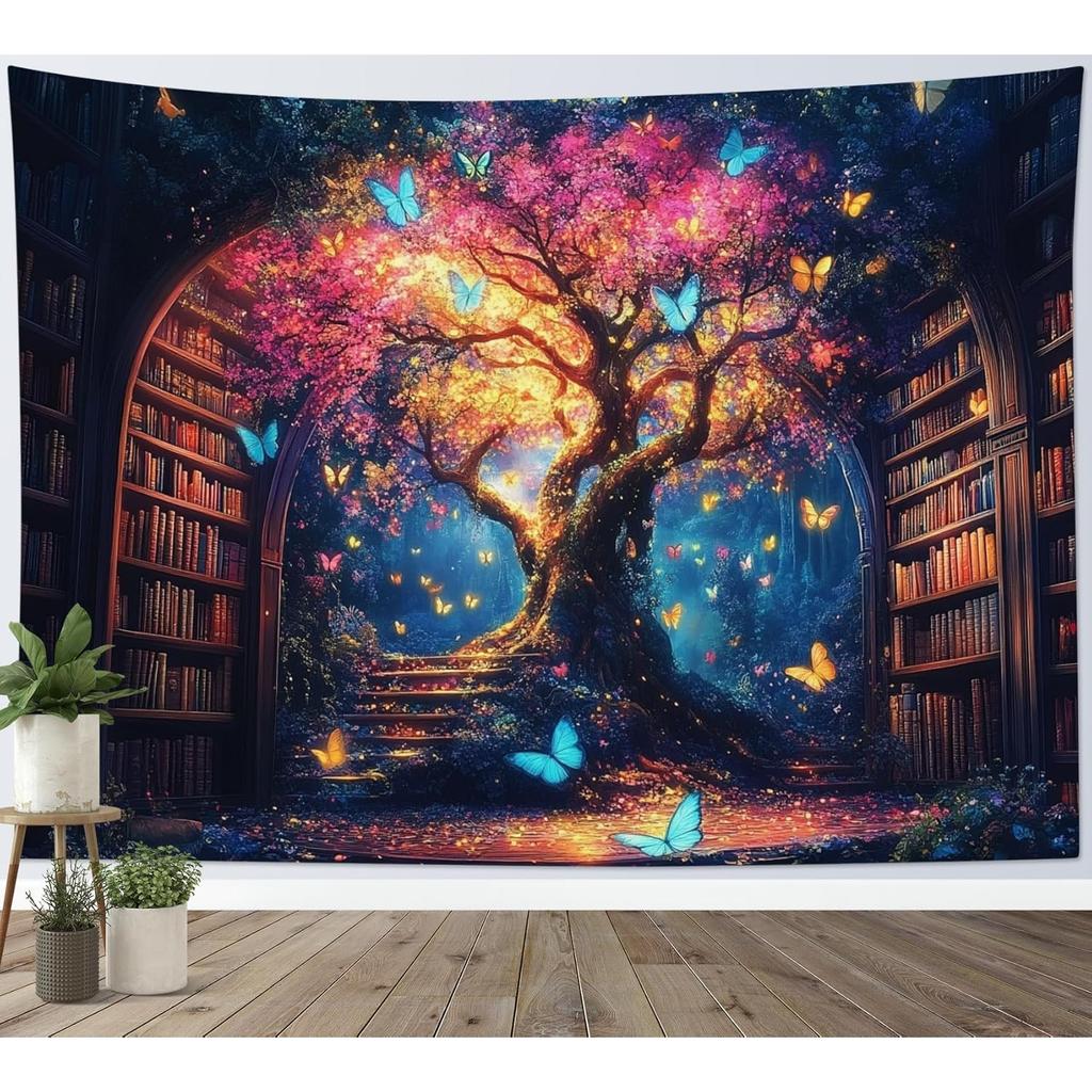 Tapestry with Blue Butterflies On the Wall