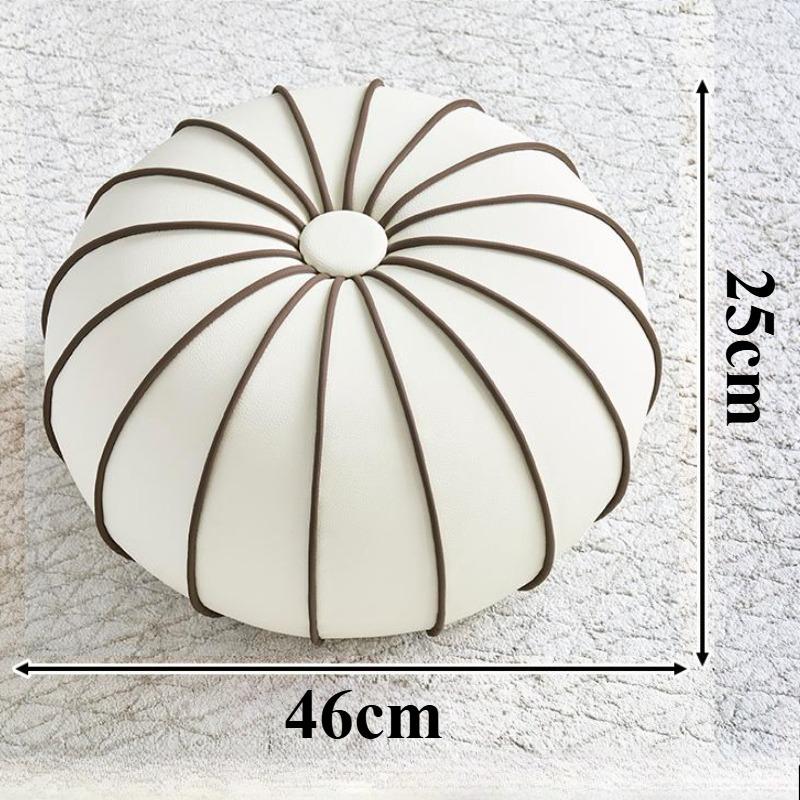 Leather Sofa Footrest Round Mobile Foot Stools Miniature Modern Shoe Changing Stool for Living Rooms Aesthetic Room Furniture