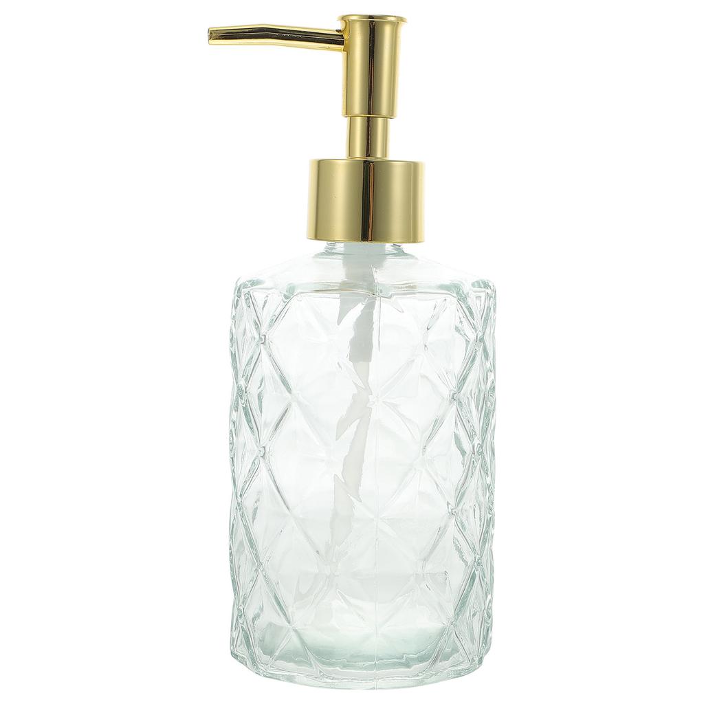 Glass Press Pump Empty Bottle Set 400Ml Refillable Shampoo Soap Dispenser Bathroom Kitchen Hand Lotion Storage Container