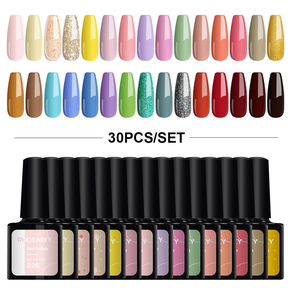 

Phoenixy 8 мл набор гель-лаков для ногтей 30 цветов УФ-гель-лак для ногтей стартовый набор Soak Off блестящий блестящий гель-лак для ногтей набор лаков для ногтей подарки маникюрный набор set 06