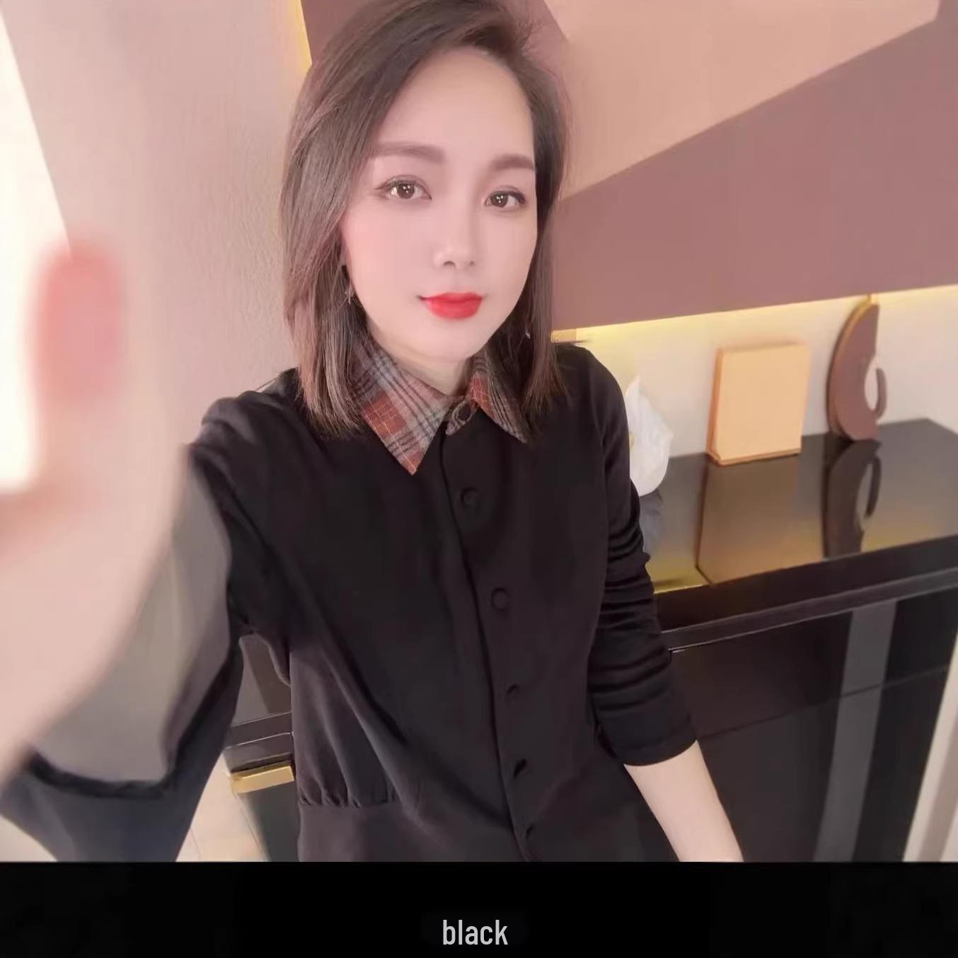 

Plaid Lapel Base Layer: 2025 Autumn/Winter Women s Loose Thickened Age-Reducing De Rong Top 4XL for 70-75 kg чёрный
