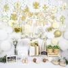 36 Pcs Gold Floral Cross Hanging Swirls Decorations Set, First Holy Communion Ceremony Religious Party Swirls Streamers Supplies Ceiling Decor for