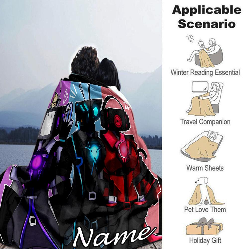 Customiz Name Personality Skibidi Toilet Blanket Soft &Warm Sofa Office Bed Travel Lunch Break Blanket, Gift Suitable All Seasons