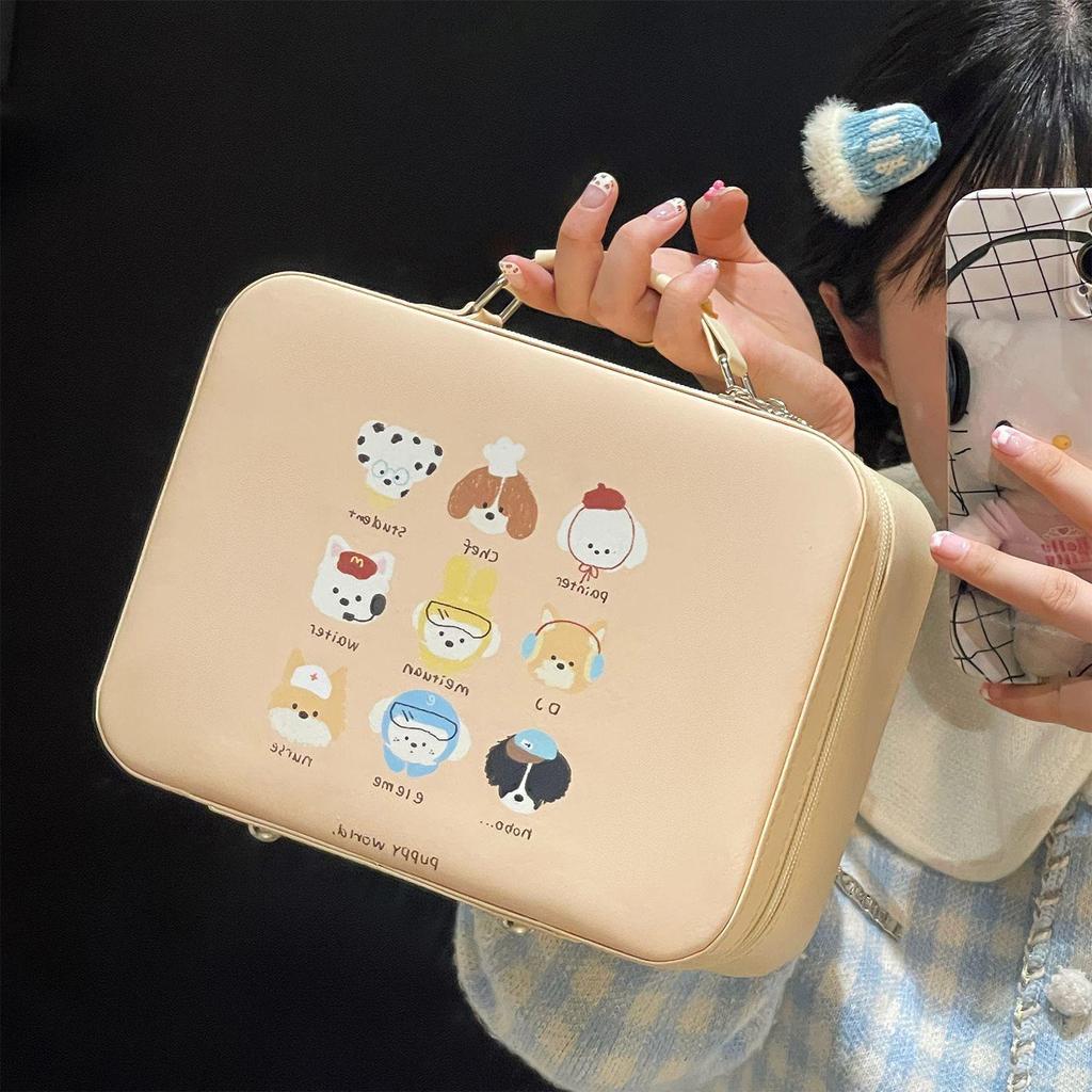 Large Capacity Cute Handbag Makeup Case with Mirror - Portable Travel Cosmetics Bag