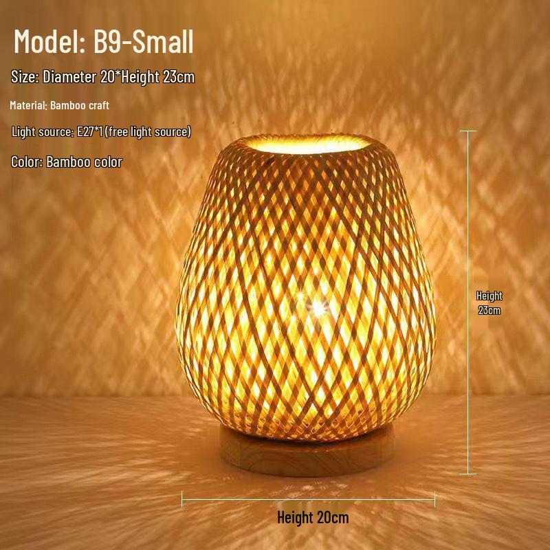 Chinese Zen Bamboo Weaving Table Lamp for Tea Room and Living Spaces