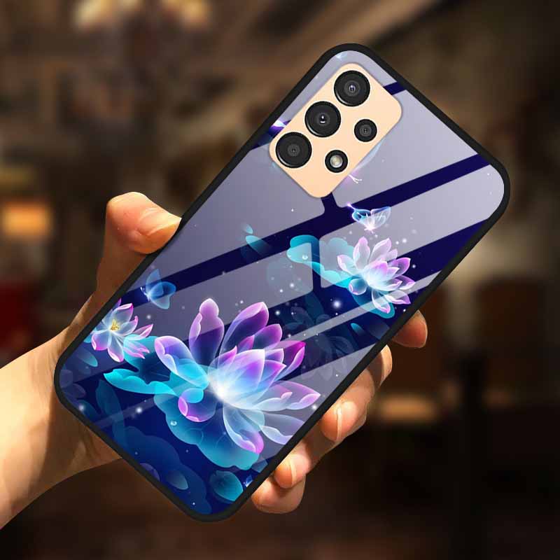 For Samsung A13 Case A23 A52 A72 4G M52 A52S 5G Luxury Tempered Glass Hard Back Cover for Samsung Galaxy A13 4G Phone Cases Capa