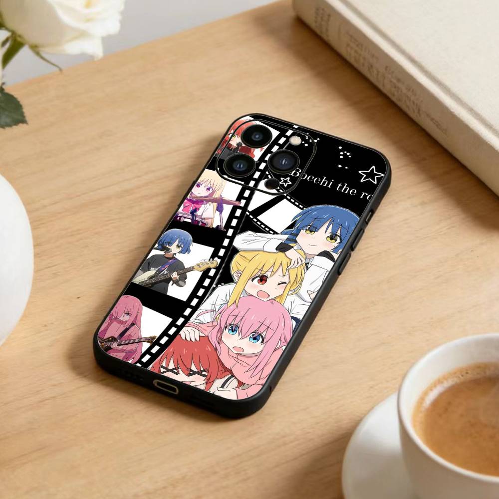 Anime Cute B-BOCCHI T-THE R-ROCK Phone Case For iPhone 16,15,14,13,12,17,Pro Max,Plus Silicone Black Case