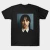 Men Black Print T-shirt Jenna Ortega Tongue Out Photo No-Cut Heat Transfer Print Cotton Tshirt