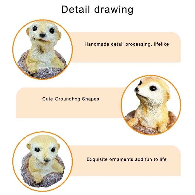 Realistic Groundhog Figurine Garden Statue Resin Animal Yard Decoration for Indoor Outdoor Lawn Yard Patio Balcony Decors