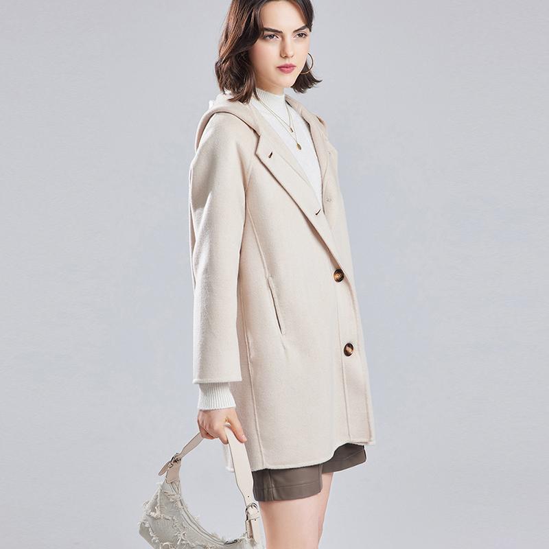 100 % Wolle Damen Wollmantel MODERN NEW SAGA Winter Warmer Wollmantel mit Kapuze Herbst Lässiger Wollmantel