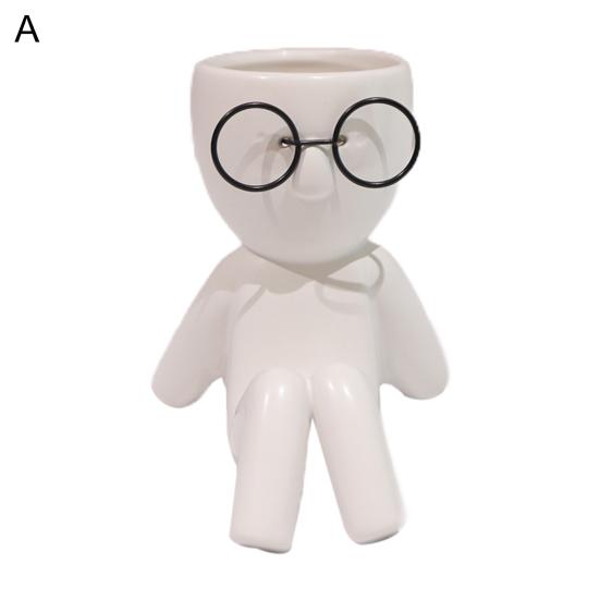 

Сочный горшок Привлекательный креативный элегантный стиль Форма Керамический горшок для растений Сидящая вечеринка Подарки в форме человека Кашпо для домашнего украшения A белый