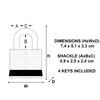 Master Lock Laminated Padlock with Key, 74x51x33 mm