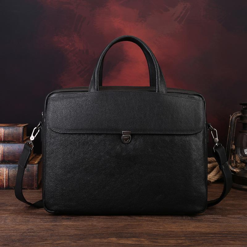 Men's Large Genuine Leather Briefcase: Business Casual Document & Laptop Bag