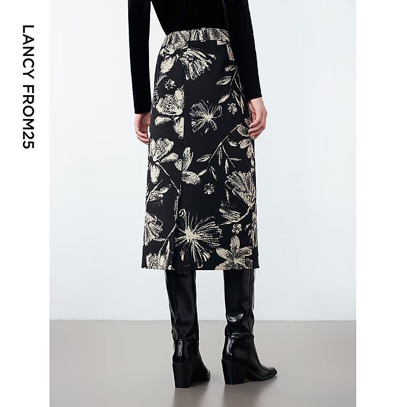 Langzi Printed A-Line Midi Skirt