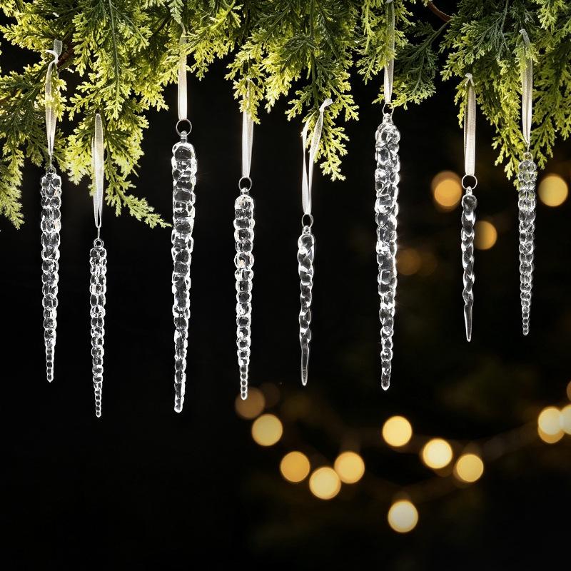 Christmas Icicle Ornaments: Creative Transparent Ice Stick Charms for Tree Decoration