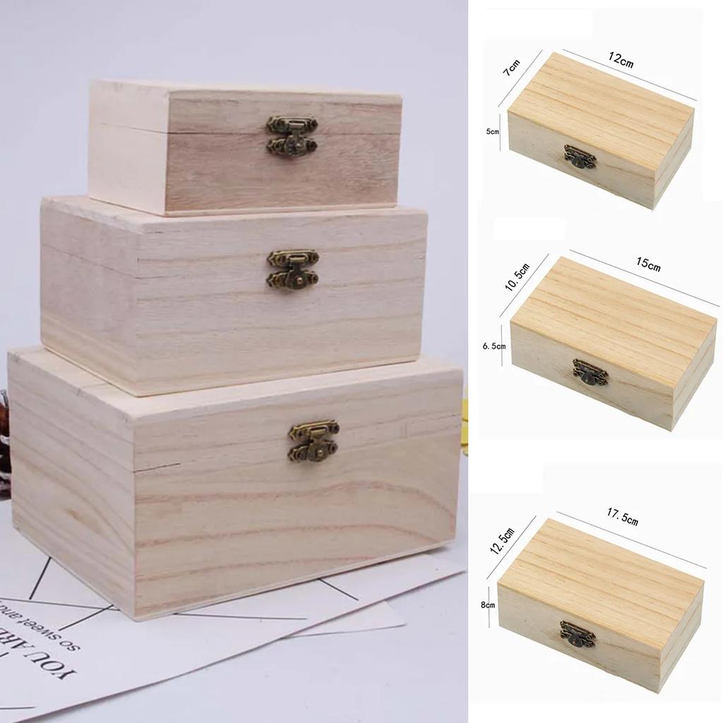 1/3 Stück Holzfarbe Rechteckige Holz-Aufbewahrungsbox Quadratische Klapp-Aufbewahrungsboxen Bastel-Geschenkbox Schmuckbox Organizer-Boxen