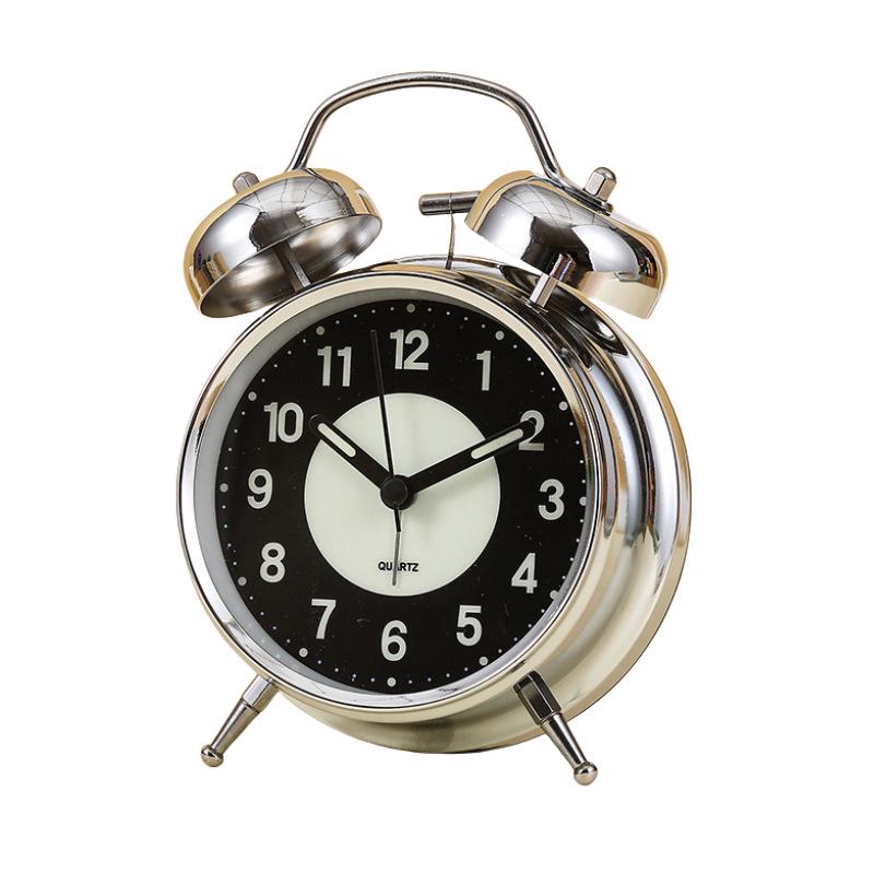 3" 4" Luminous Silent Metal Alarm Clock with Loud Ringtone - Bedside/Desk Use
