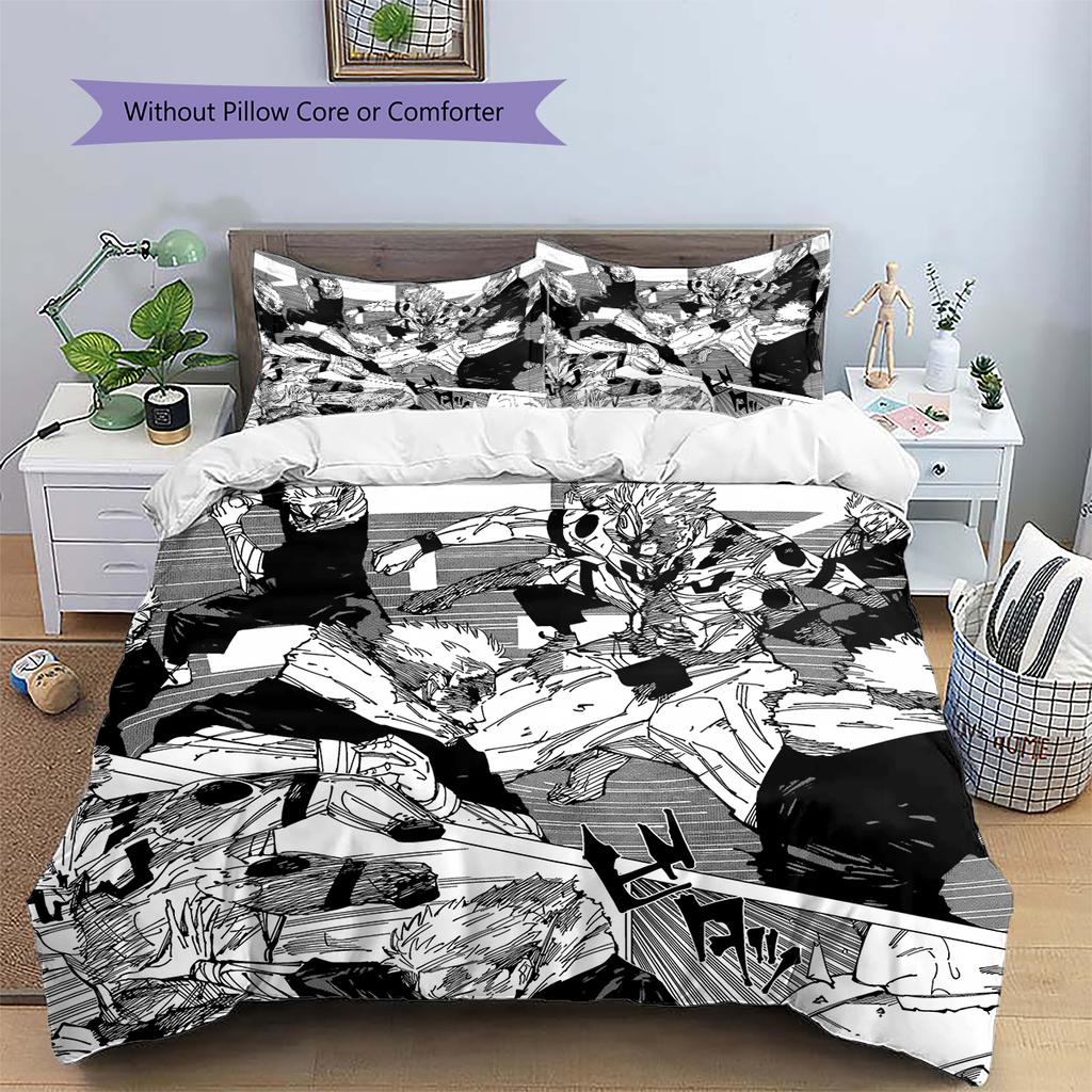 Jujutsu Kaisen Classic Manga Bedding Set Duvet Cover Pillowcase No Filler, Soft Home Bedroom Decor, Perfect Gift for Fans.chl