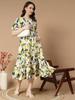 Women Empire Waist Black Midi/Calf Length Dress Gown Kurta Party Wear Top Tunic