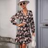 Amazon Independent Station European and American cross-border women's clothing autumn and winter new wrap-type printed cardigan v-neck dress
