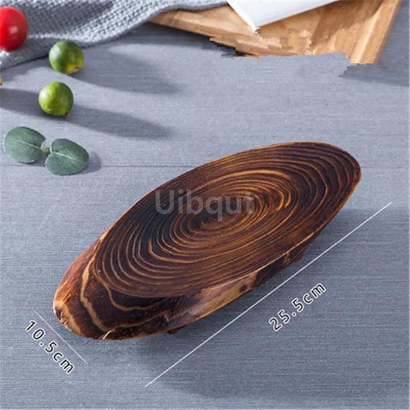 Oval Zarte Sushi-Schale Sushi-Platte Gericht Sashimi-Gericht Haus Restaurant Holz-Sushi-Boot Bambus-Werkzeug Platte japanische Küche