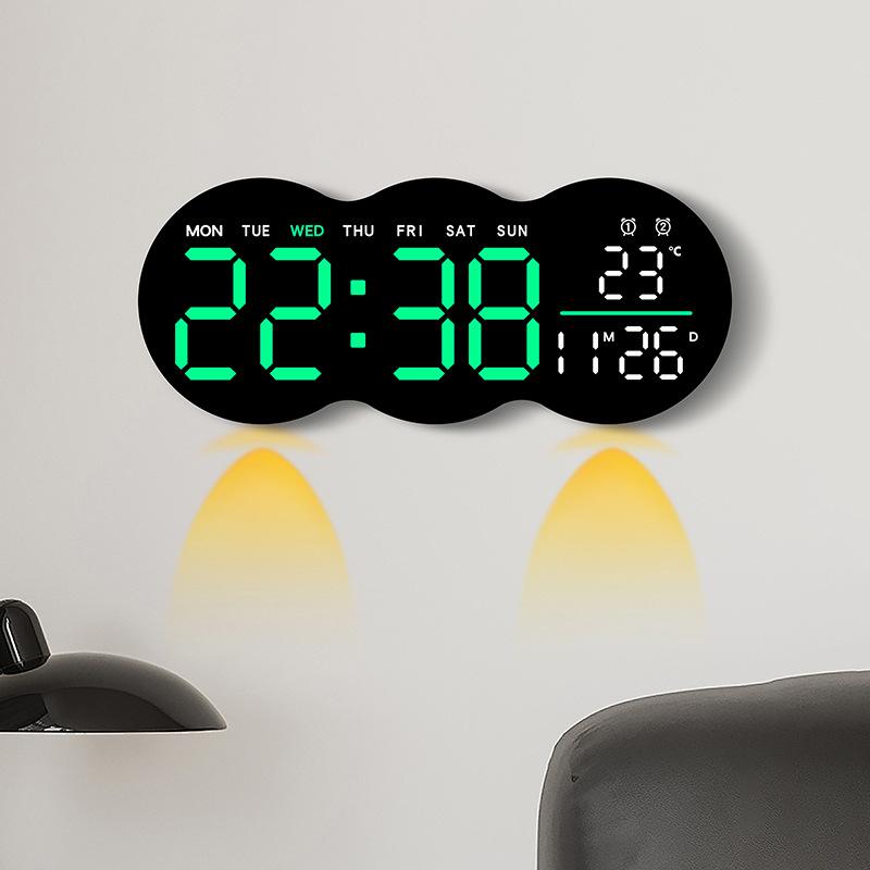 New Living Room Wall Clock Digital LED Electronic Clock with Lighting Multi-function Alarm Clock Temperature with Remote Control 2808