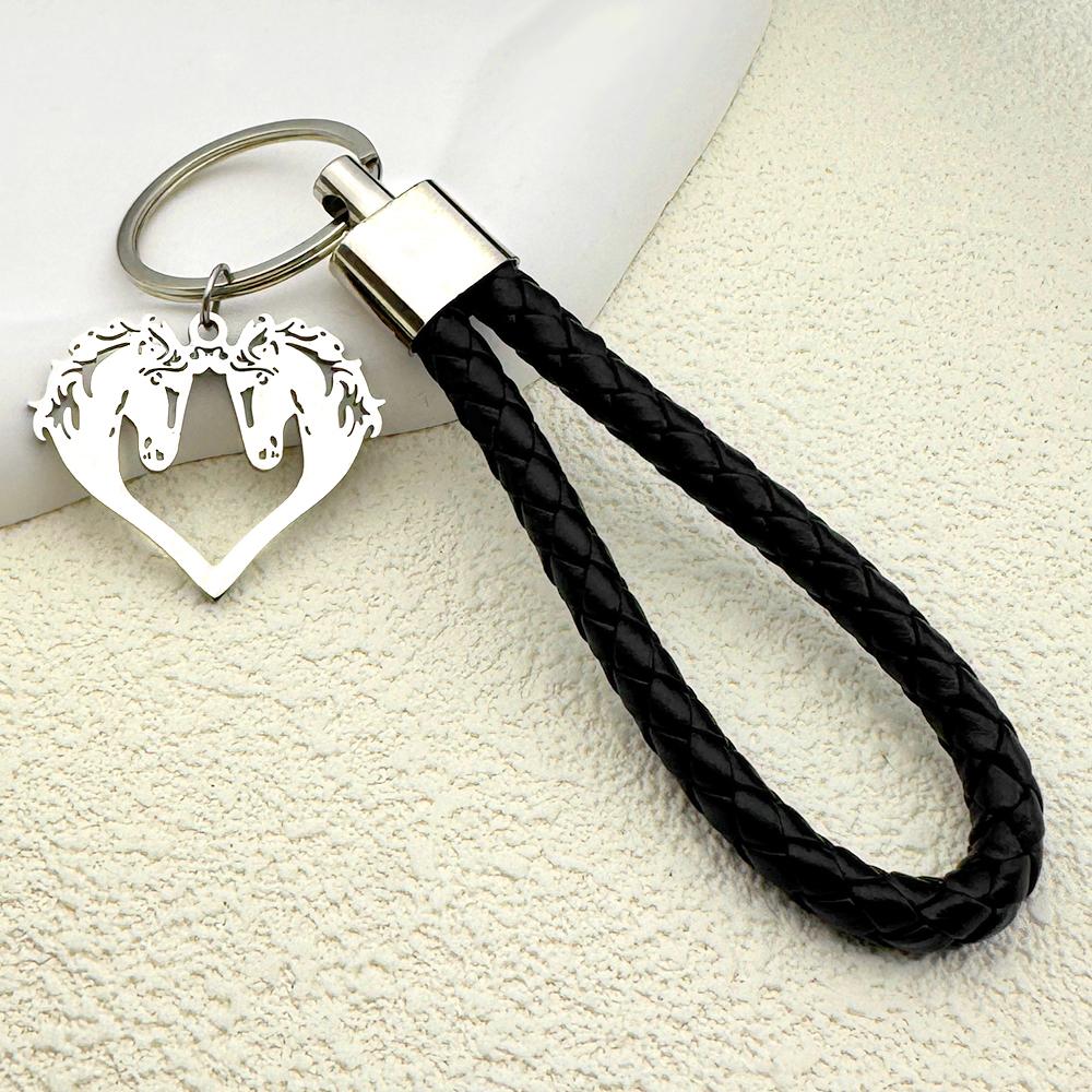 

Animal Horse Head Crystal Stainless Steel Pendant Keychain for Women Men Gold Color Keyrings Accessories Gift Jewelry porte clé жовтий