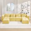 4-seater U-shaped Sofa Without Frame with 2 Ottomans, 32D High-density Foam, Fabric Cover, Non-slip, for Living Room, No Assembly Required, Yellow.
