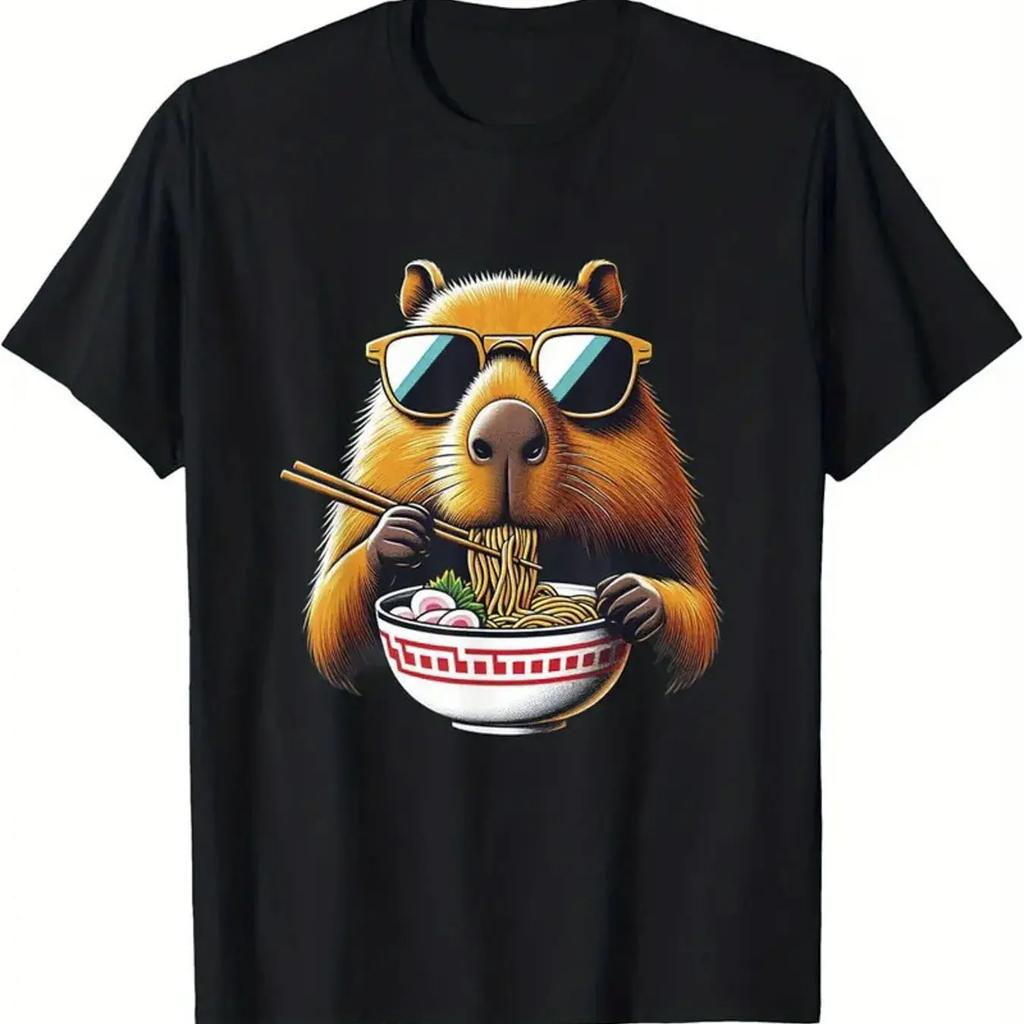 Fashion Cool Capybara Cute Animal Men Graphic T Shirts High Street Trend Short Sleeve Tshirt Men Women Casual Loose Tshirts