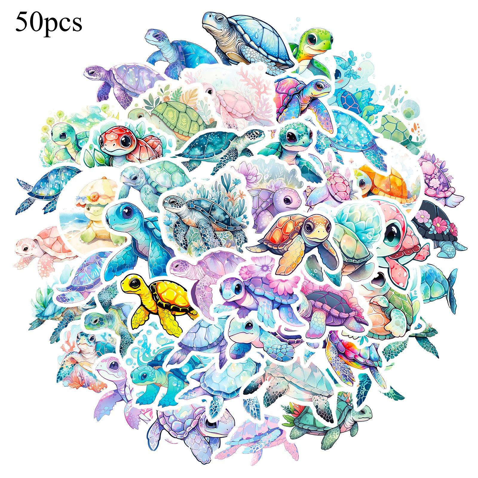 

50 шт. Набор наклеек «Синий морской мир с черепахами», Мультяшные граффити-наклейки, Скрапбукинг, Чемодан, Ноутбук, Скейтборд, Наклейка на стену, Украшение