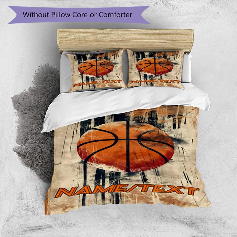 3PC Custom Name "Dynamic Basketball Artwork" Bedding Set Printed Bedding Set Duvet Cover Closure Includes 1 Duvet Cover & 15 Pillowcases for Bedroom