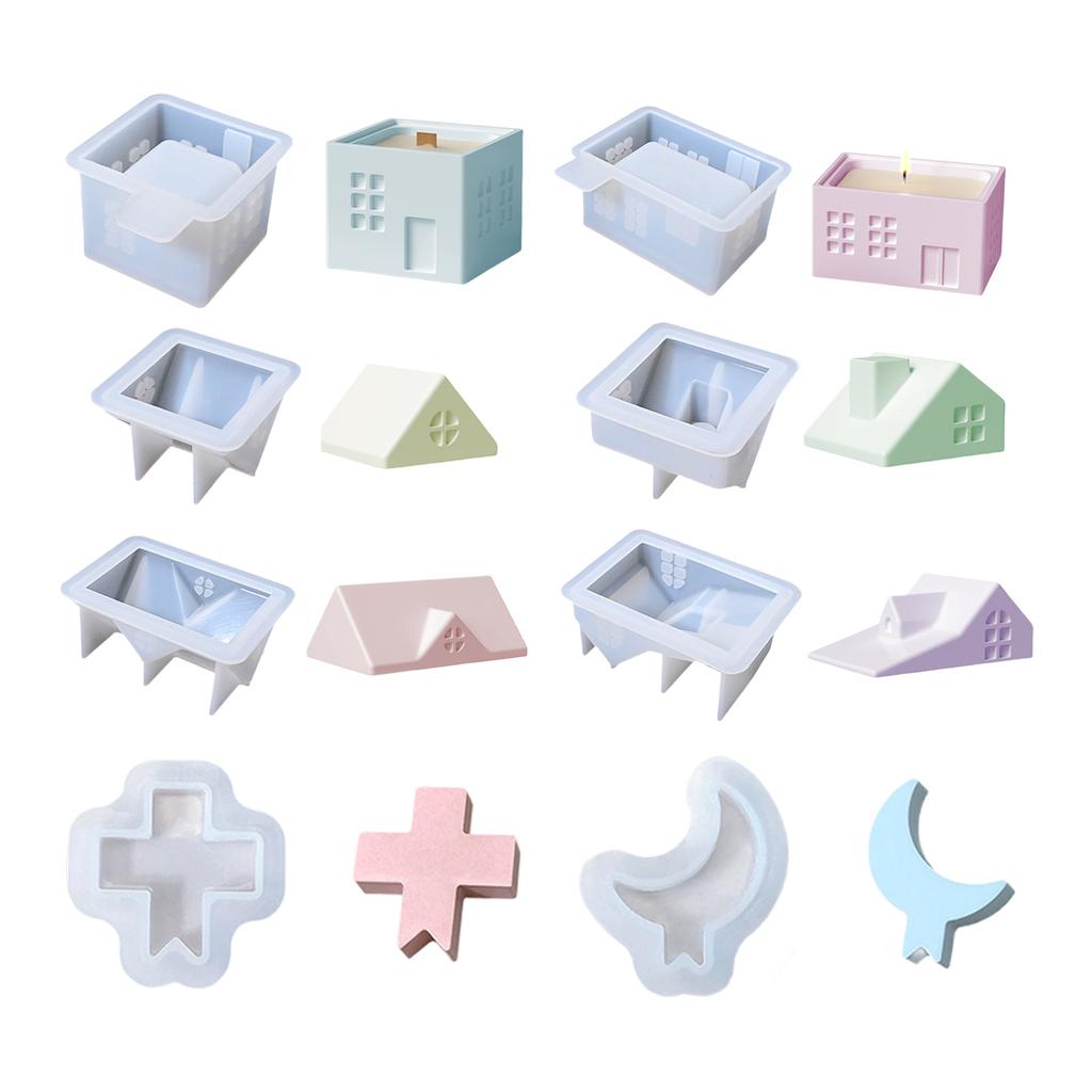 Chimney House Candle Cup Molds Handmade Plasters Molds Storage Jar Silicone Molds for Candle Holder Making