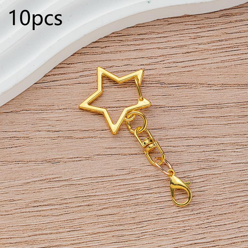 10 Pcs Star-Shaped Spring Snap Keychain Clip: With Chain Hanging Buckle, Open Jump Ring & Metal Swivel Clasp. For Jewelry Making