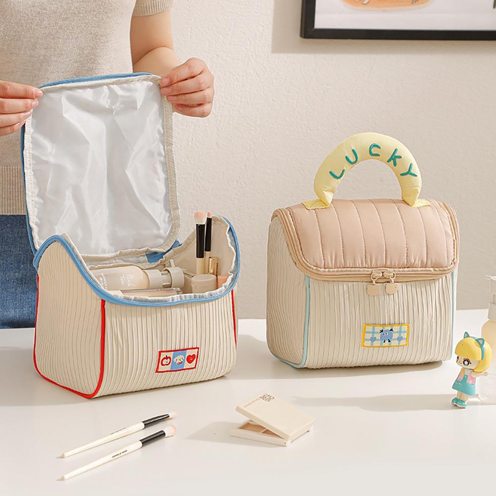 Portable Travel Cosmetic Bag with Niche Design & Cute Cartoon Pattern Storage Bags Style Large-Capacity Stylish House-Shaped Bag