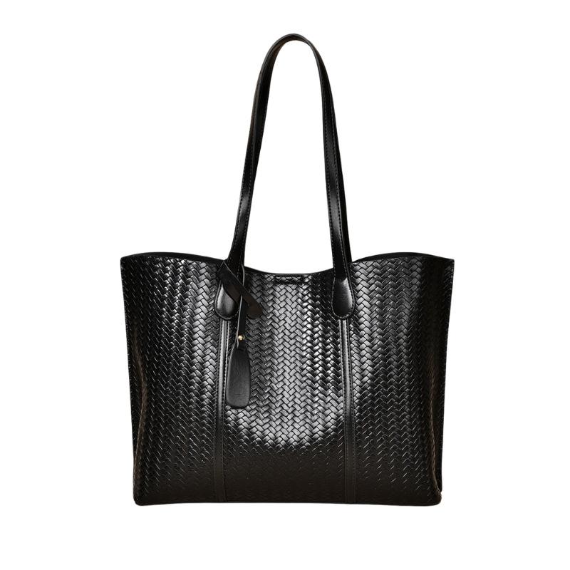 Women s Tote Bag, Simple and Large Capacity Commuting Bag, New Fashionable Woven Pattern Shoulder Bag, Women s Bag чёрный
