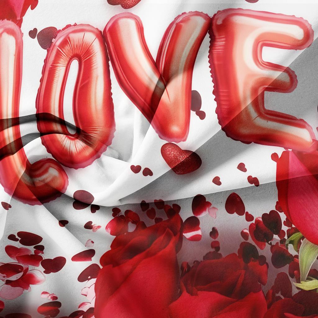 3pcs Valentine'S Day Romantic Red Roses LOVE Balloons Duvet Cover Romantic Bedding Set s Festival Gift Queen King