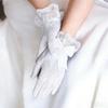 1 Pair Bow Knot Design Lace Gloves Full Finger Bridal Gloves Elegant Cosplay Gloves  for Women